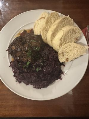 Duck with red cabbage   at Střecha in Prague