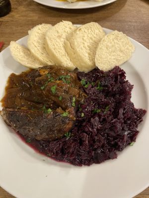 “Duck” w/red cabbage   at Střecha in Prague