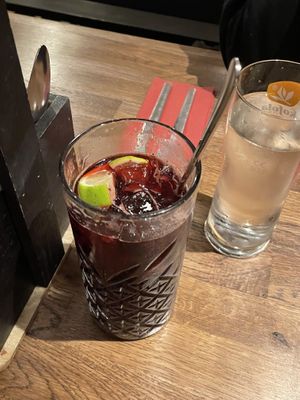 Blueberry and violet lemonade   at Střecha in Prague