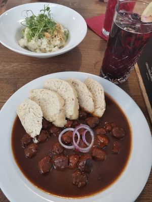 Gulasch and Risotto at Střecha in Prague