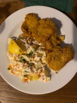 Schnitzel at Střecha in Prague