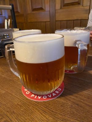 Beers at Střecha in Prague
