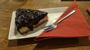 Blueberry cheesecake at Střecha in Prague