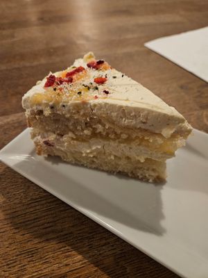 Peach Cream Cake at Střecha in Prague