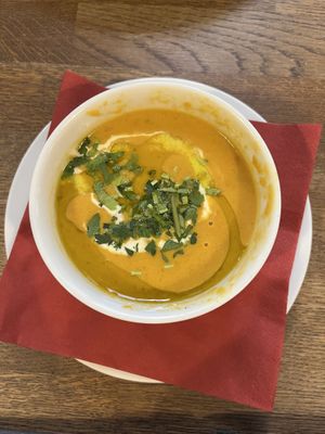 Carrot soup  at Střecha in Prague