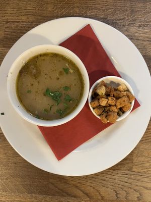Garlic soup  at Střecha in Prague