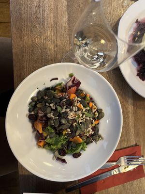 Rich salad with golden beetroot and more  at Střecha in Prague