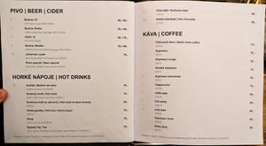 Menu page at Strecha at Střecha in Prague