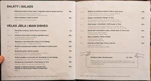 Menu page at Strecha at Střecha in Prague