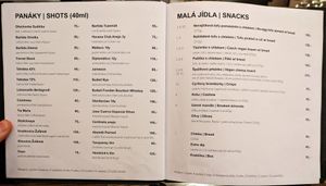 Menu page at Strecha at Střecha in Prague