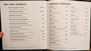 Menu page at Strecha at Střecha in Prague