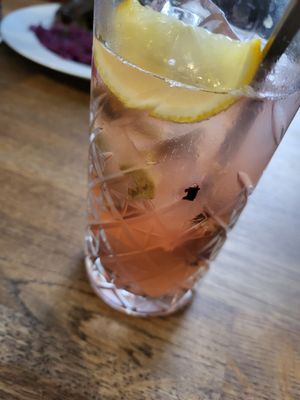 rhubarb-strawberry homemade lemonade at Střecha in Prague