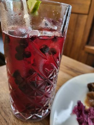 blueberry-lavander homemade lemonade at Střecha in Prague