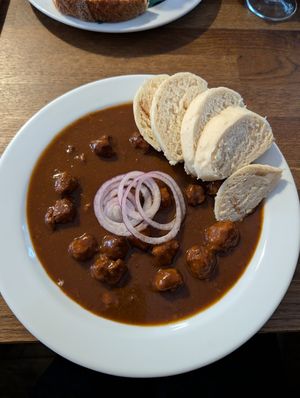 goulash at Střecha in Prague