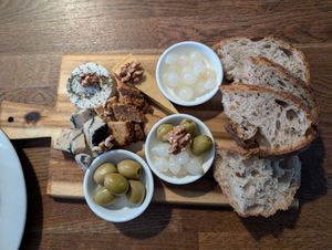 cheese plate at Střecha in Prague
