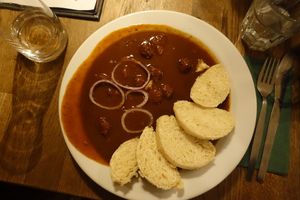 Main dish: Budvar goulash at Střecha in Prague