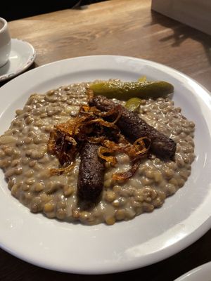 Lentil and sausage   at Střecha in Prague