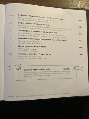 Menu menu  at Střecha in Prague