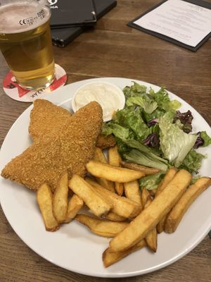 fried „no-cheese“ with fries ohyeah, strecha for the win  at Střecha in Prague
