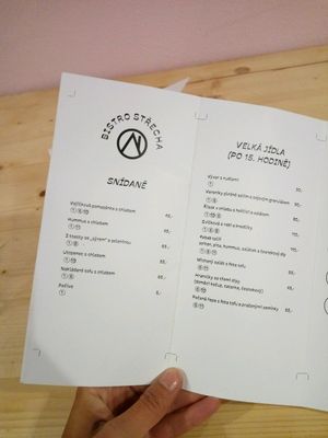 menu at Střecha in Prague