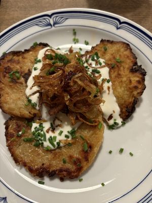Cabbage pancakes  at Střecha in Prague
