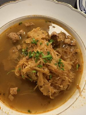 Cabbage soupp  at Střecha in Prague