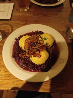 Really nice restaurant but the cabbage was too sweet and the buns hat almost no taste 🥺. Give the rest of the menu a try! 😋 at Střecha in Prague