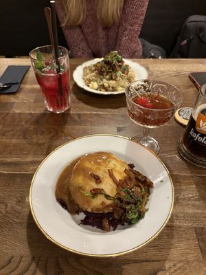 Filled dumpling and sauerkraut noodles  at Střecha in Prague