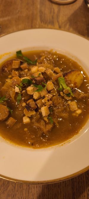 Sauerkraut with potatoes and vgn sausage - entry at Střecha in Prague