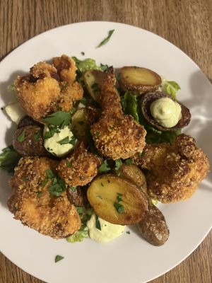 Fried cauliflower   at Střecha in Prague