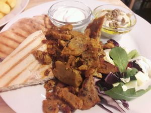 Kebab plate at Střecha in Prague