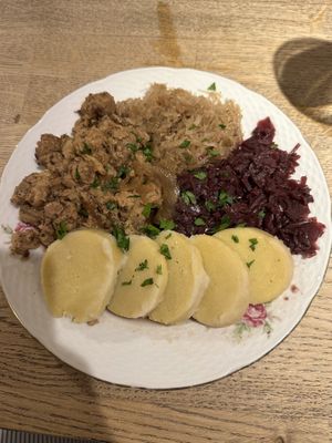Local czech dish  at Střecha in Prague