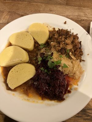 Potato dumplings  at Střecha in Prague