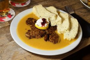 Svíčková | Soy Sirloin in creamy veg saucee  at Střecha in Prague