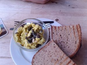 Eggspread with bread at Střecha in Prague