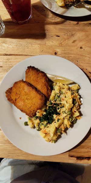 schnitzel at Střecha in Prague