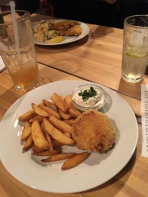 Delicious vegan fried cheese  at Střecha in Prague
