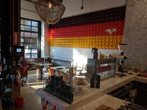 Front wall  at The Dankness Dojo by Modern Times Beer in Los Angeles