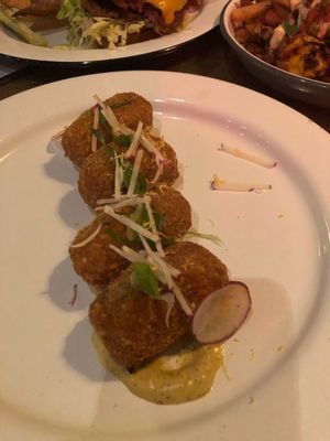 Cheese croquettes  at The Dankness Dojo by Modern Times Beer in Los Angeles