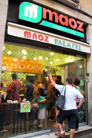 Maoz has often queues.  at Maoz in Barcelona