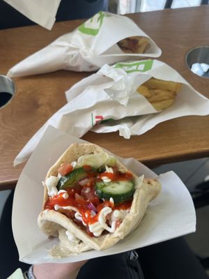 FALAFEL SANDWICH with FRIES  at Maoz in Barcelona