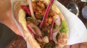 falafel wholemeal pitta  at Maoz in Barcelona