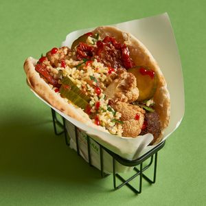 Falafel & Bulgur pita at Maoz in Barcelona