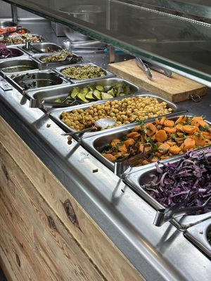 stuff to fill your pita at Maoz in Barcelona