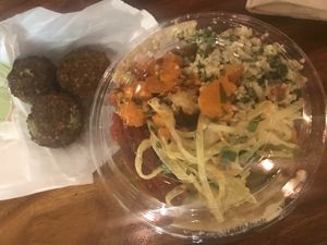 Falafel salad  at Maoz in Barcelona