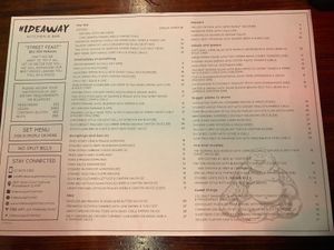 Not a lot of vege or vegan options as you can see at Hideaway Kitchen & Bar in Broadbeach