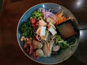 Tofu & mushroom poke bowl at Hideaway Kitchen & Bar in Broadbeach
