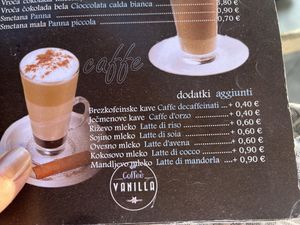Plant milk selection  at Cajnica Vanilla in Koper