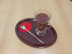 Vegan hot chocolate with coconut milk.

Photo by: Brunarica Jezero Braslovče on Facebook at Brunarica Jezero in Braslovce