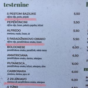 Vegan pasta options at Bistro Ponvica in Celje